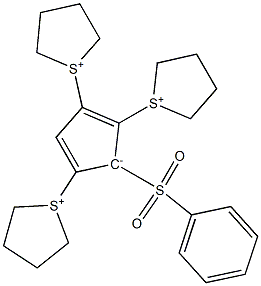 5-Phenylsulfonyl-1,2,4-tris(1-thioniacyclopentan-1-yl) cyclopentadienide Structure