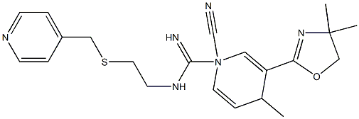 N1-[2-[(4-Pyridylmethyl)thio]ethyl]-N2-cyano-4-methyl-3-(4,4-dimethyl-2-oxazolin-2-yl)-1,4-dihydropyridine-1-carboxamidine Structure