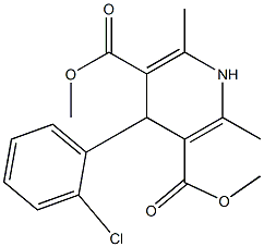 2,6-Dimethyl-4-(2-chlorophenyl)-1,4-dihydro-3,5-pyridinedicarboxylic acid dimethyl ester,,结构式