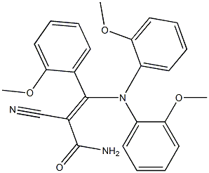 2-Cyano-3-[bis(2-methoxyphenyl)amino]-3-(2-methoxyphenyl)acrylamide,,结构式