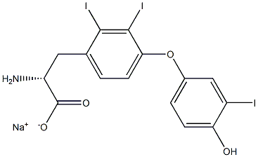 (R)-2-アミノ-3-[4-(4-ヒドロキシ-3-ヨードフェノキシ)-2,3-ジヨードフェニル]プロパン酸ナトリウム 化学構造式
