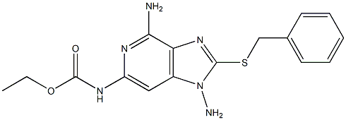 N-[1,4-ジアミノ-2-(ベンジルチオ)-1H-イミダゾ[4,5-c]ピリジン-6-イル]カルバミド酸エチル 化学構造式