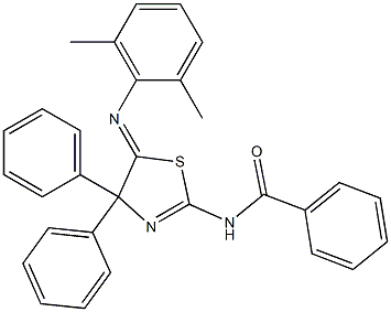 2-(Benzoylamino)-5-(2,6-dimethylphenylimino)-4,4-diphenyl-2-thiazoline,,结构式