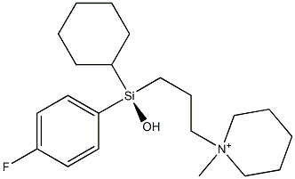 1-[3-[(R)-Hydroxycyclohexyl(4-fluorophenyl)silyl]propyl]-1-methylpiperidinium Structure