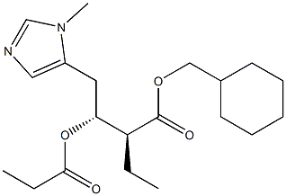 (2S,3R)-2-エチル-4-[(1-メチル-1H-イミダゾール)-5-イル]-3-プロピオニルオキシブタン酸シクロヘキシルメチル 化学構造式