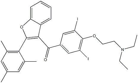 4-[2-(Diethylamino)ethoxy]-3,5-diiodophenyl 2-(2,4,6-trimethylphenyl)-3-benzofuranyl ketone 结构式