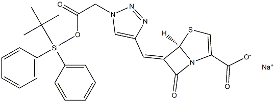 (5R,6Z)-6-[[1-[[(tert-Butyldiphenylsiloxy)carbonyl]methyl]-1H-1,2,3-triazol-4-yl]methylene]-7-oxo-4-thia-1-azabicyclo[3.2.0]hept-2-ene-2-carboxylic acid sodium salt Struktur