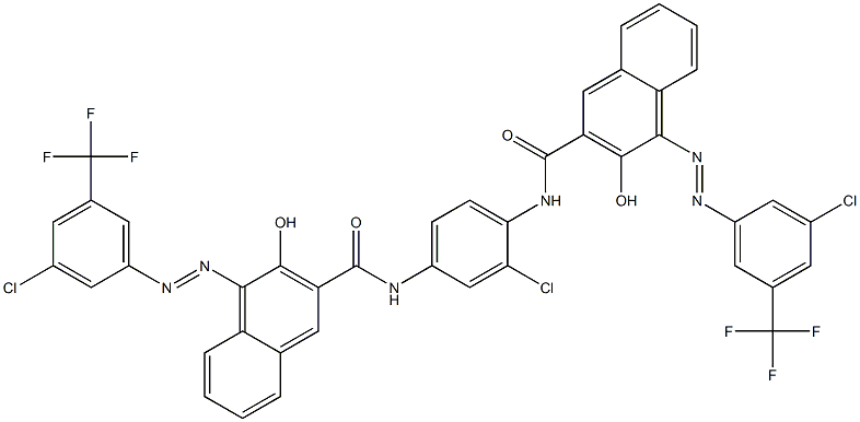 N,N'-(2-Chloro-1,4-phenylene)bis[1-[[3-chloro-5-(trifluoromethyl)phenyl]azo]-2-hydroxy-3-naphthalenecarboxamide] Structure