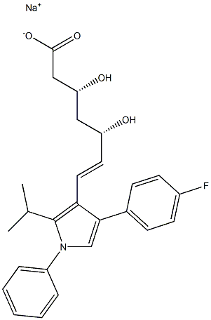 (3R,5S,6E)-3,5-Dihydroxy-7-[2-isopropyl-1-phenyl-4-(4-fluorophenyl)-1H-pyrrol-3-yl]-6-heptenoic acid sodium salt Structure