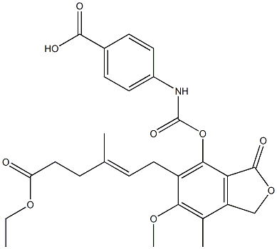 7-[(4-Carboxyphenyl)carbamoyloxy]-6-[(E)-5-ethoxycarbonyl-3-methyl-2-pentenyl]-5-methoxy-4-methylphthalide,,结构式