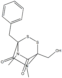 1-Benzyl-4-hydroxymethyl-5,7-dimethyl-2,3-dithia-5,7-diazabicyclo[2.2.2]octane-6,8-dione,,结构式