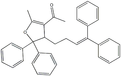 4,5-ジヒドロ-3-アセチル-2-メチル-4-(4,4-ジフェニル-3-ブテニル)-5,5-ジフェニルフラン 化学構造式