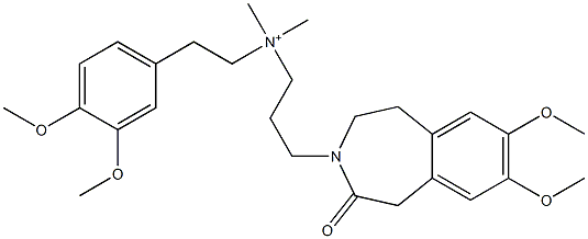 3-[(2,3,4,5-テトラヒドロ-7,8-ジメトキシ-2-オキソ-1H-3-ベンゾアゼピン)-3-イル]-N-[2-(3,4-ジメトキシフェニル)エチル]-N,N-ジメチル-1-プロパンアミニウム 化学構造式