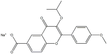 3-Isopropoxy-2-(p-methoxyphenyl)-4-oxo-4H-1-benzopyran-6-carboxylic acid sodium salt Struktur
