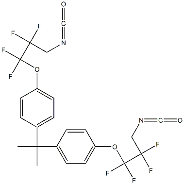 4,4'-ビス[1,1,2,2-テトラフルオロ-3-イソシアナトプロポキシ][1,1'-(プロパン-2,2-ジイル)ビスベンゼン] 化学構造式