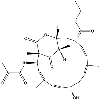 N-[(1S,2R,3E,5E,7S,9E,11E,13S,15R,19R)-7-ヒドロキシ-1,4,10,19-テトラメチル-17,18-ジオキソ-13-(エトキシカルボニル)-16-オキサビシクロ[13.2.2]ノナデカ-3,5,9,11-テトラエン-2-イル]-2-オキソプロパンアミド 化学構造式