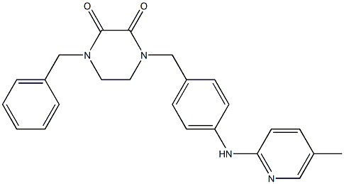 1-ベンジル-4-[4-[(5-メチル-2-ピリジニル)アミノ]ベンジル]-2,3-ピペラジンジオン 化学構造式