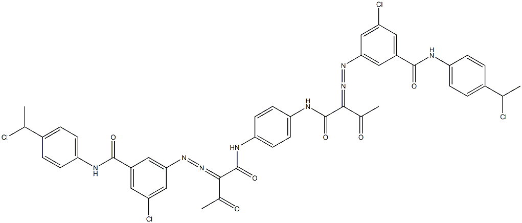 3,3'-[1,4-フェニレンビス[イミノカルボニル(アセチルメチレン)アゾ]]ビス[N-[4-(1-クロロエチル)フェニル]-5-クロロベンズアミド] 化学構造式