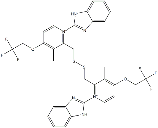 2,2'-[Dithiobis(methylene)]bis[1-(1H-benzimidazol-2-yl)-3-methyl-4-(2,2,2-trifluoroethoxy)pyridinium] Struktur