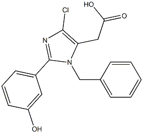 1-ベンジル-4-クロロ-2-(3-ヒドロキシフェニル)-1H-イミダゾール-5-酢酸 化学構造式