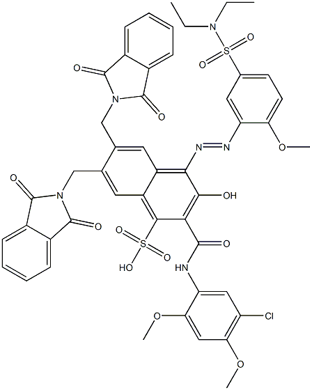 2-[(5-Chloro-2,4-dimethoxyphenyl)aminocarbonyl]-4-[5-[(diethylamino)sulfonyl]-2-methoxyphenylazo]-3-hydroxy-6,7-bis(phthalimidylmethyl)naphthalene-1-sulfonic acid Structure