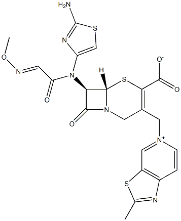 (7R)-7-[(2-Amino-4-thiazolyl)(methoxyimino)acetylamino]-3-[[(2-methylthiazolo[5,4-c]pyridin-5-ium)-5-yl]methyl]cepham-3-ene-4-carboxylic acid Structure