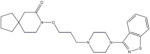 8-[3-[4-(1,2-ベンゾイソチアゾール-3-イル)-1-ピペラジニル]プロピルオキシ]-8-アザスピロ[4.5]デカン-7-オン 化学構造式