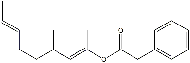 Phenylacetic acid 1,3-dimethyl-1,6-octadienyl ester Structure