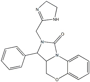 3-フェニル-2,3,3a,4-テトラヒドロ-2-[(1-イミダゾリン-2-イル)メチル]-1H-イミダゾ[5,1-c][1,4]ベンゾオキサジン-1-オン 化学構造式