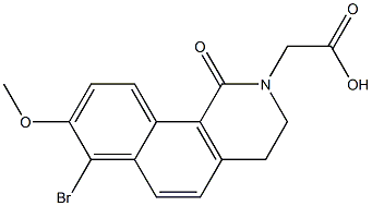 1,2,3,4-テトラヒドロ-7-ブロモ-8-メトキシ-1-オキソベンゾ[h]イソキノリン-2-酢酸 化学構造式