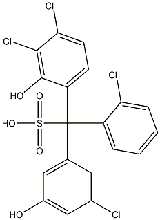 (2-クロロフェニル)(3-クロロ-5-ヒドロキシフェニル)(3,4-ジクロロ-2-ヒドロキシフェニル)メタンスルホン酸 化学構造式