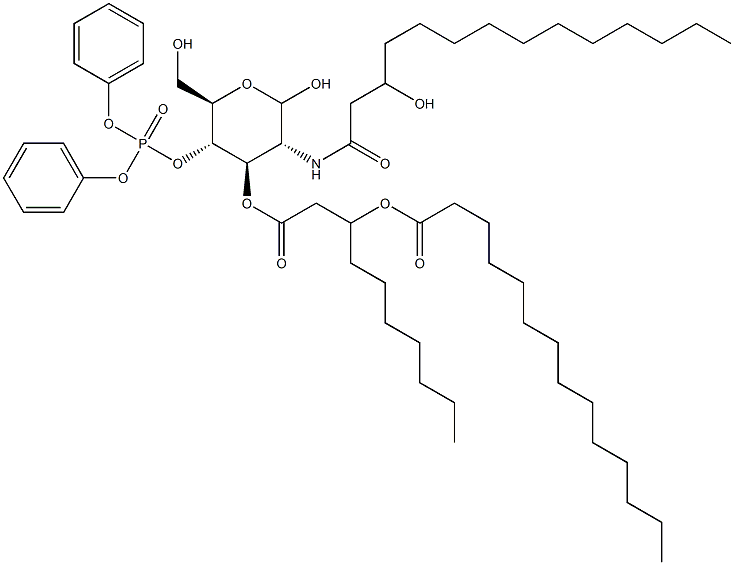 4-O-(Diphenoxyphosphinyl)-3-O-[3-(myristoyloxy)decanoyl]-2-[(3-hydroxymyristoyl)amino]-2-deoxy-D-glucopyranose Structure