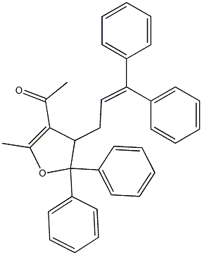 4,5-Dihydro-3-acetyl-2-methyl-4-(3,3-diphenyl-2-propenyl)-5,5-diphenylfuran,,结构式