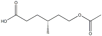 [R,(+)]-6-(アセチルオキシ)-4-メチルヘキサン酸 化学構造式