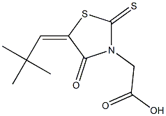 5-(2,2-ジメチルプロピリデン)-4-オキソ-2-チオキソチアゾリジン-3-酢酸 化学構造式