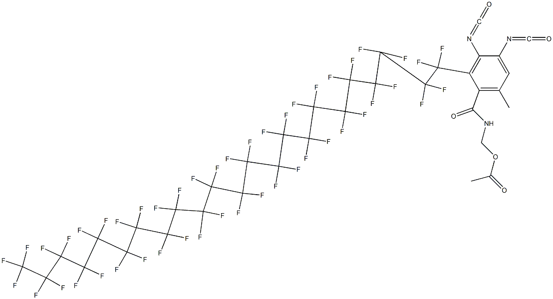 N-(Acetyloxymethyl)-2-(heptatetracontafluorotricosyl)-3,4-diisocyanato-6-methylbenzamide 结构式