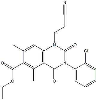 1,2,3,4-Tetrahydro-3-(2-chlorophenyl)-1-(2-cyanoethyl)-5,7-dimethyl-2,4-dioxoquinazoline-6-carboxylic acid ethyl ester Structure