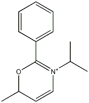 3-Isopropyl-6-methyl-2-phenyl-6H-1,3-oxazin-3-ium Struktur