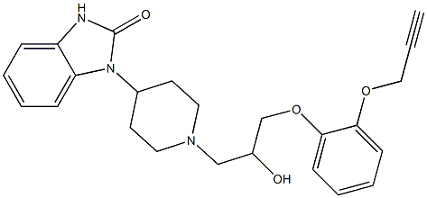 1-[1-[3-(2-プロパルギルオキシフェノキシ)-2-ヒドロキシプロピル]-4-ピペリジル]-1H-ベンゾイミダゾール-2(3H)-オン 化学構造式