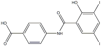 N-[4-カルボキシフェニル]-2-ヒドロキシ-3,5-ジヨードベンズアミド 化学構造式