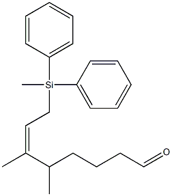 (6Z)-5,6-Dimethyl-8-(methyldiphenylsilyl)-6-octen-1-al,,结构式