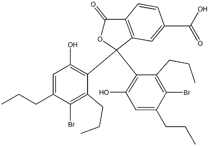 1,1-ビス(3-ブロモ-6-ヒドロキシ-2,4-ジプロピルフェニル)-1,3-ジヒドロ-3-オキソイソベンゾフラン-6-カルボン酸 化学構造式