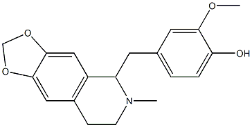 1,2,3,4-Tetrahydro-1-[(4-hydroxy-3-methoxyphenyl)methyl]-2-methyl-6,7-(methylenedioxy)isoquinoline Structure
