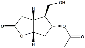 (1S,5R,6S,7R)-7-Acetyloxy-6-(hydroxymethyl)-2-oxabicyclo[3.3.0]octan-3-one Struktur