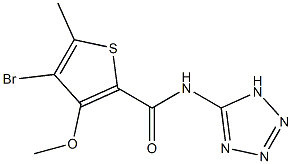 4-ブロモ-3-メトキシ-5-メチル-N-(1H-テトラゾール-5-イル)チオフェン-2-カルボアミド 化学構造式