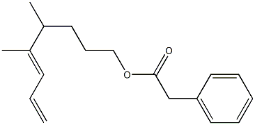 Phenylacetic acid 4,5-dimethyl-5,7-octadienyl ester Structure