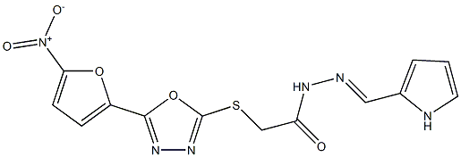 N2-(1H-Pyrrol-2-ylmethylene)-2-[5-(5-nitro-2-furyl)-1,3,4-oxadiazol-2-ylthio]acetohydrazide Structure