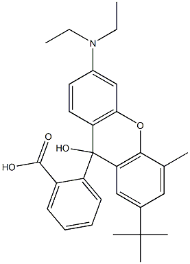 2-[7-tert-ブチル-3-(ジエチルアミノ)-9-ヒドロキシ-5-メチル-9H-キサンテン-9-イル]安息香酸 化学構造式