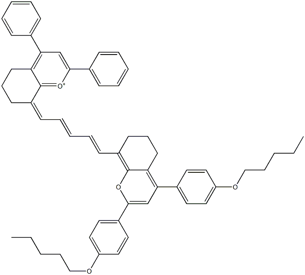 8-[5-[[6,7-Dihydro-2,4-bis[4-(pentyloxy)phenyl]-5H-1-benzopyran]-8-yl]-2,4-pentadien-1-ylidene]-5,6,7,8-tetrahydro-2,4-diphenyl-1-benzopyrylium,,结构式