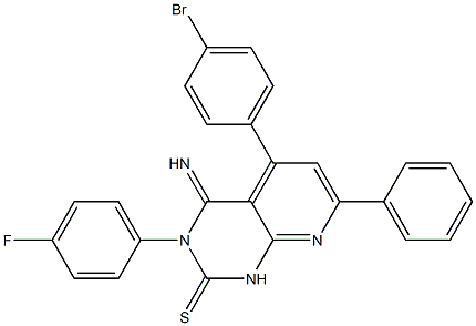 3,4-Dihydro-3-(4-fluorophenyl)-4-imino-5-(4-bromophenyl)-7-phenylpyrido[2,3-d]pyrimidine-2(1H)-thione,,结构式